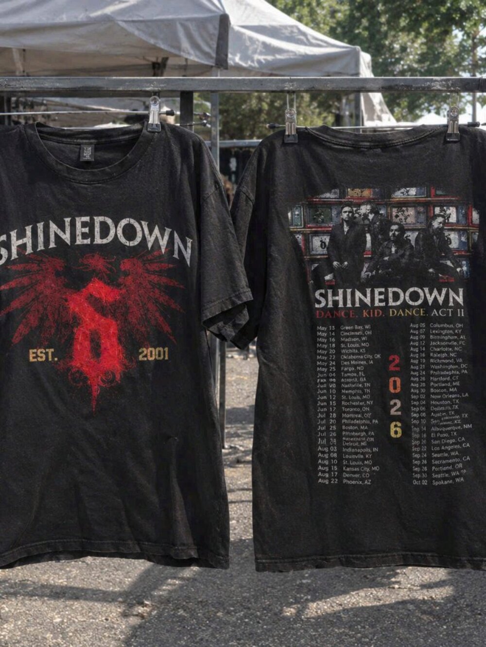 Shinedown Dance Kid Dance Act II Tour 2026 Band Graphic T-Shirt Black